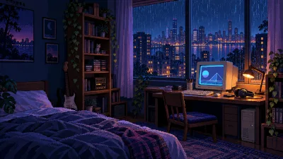 Rainy Night City Bedroom