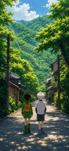 Gon and Killua on a Mountain Village Road
