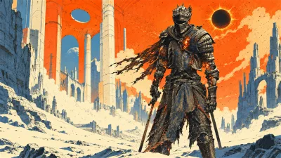 Ashen Knight Beneath the Eclipse