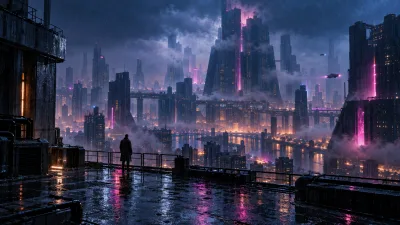 Rainy Cyberpunk Cityscape