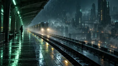 Rainy Cyberpunk Train Station