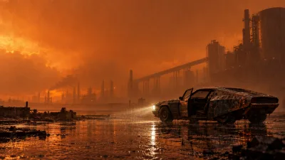 Rain-Soaked Wasteland Car