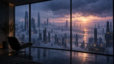 Rainy City Sunset View