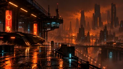 Rain-Soaked Cyberpunk City