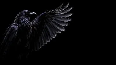 Raven with Outstretched Wings