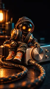 Hooded Robot With Headphones