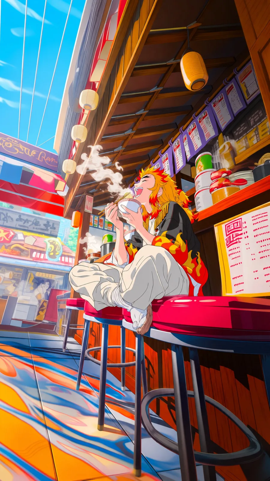 Rengoku Enjoying Ramen