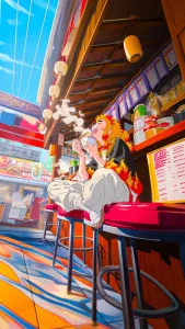 Rengoku Enjoying Ramen