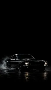 Black Mustang in the Smoke