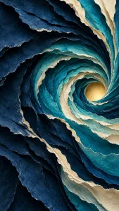 Teal and Gold Paper Spiral