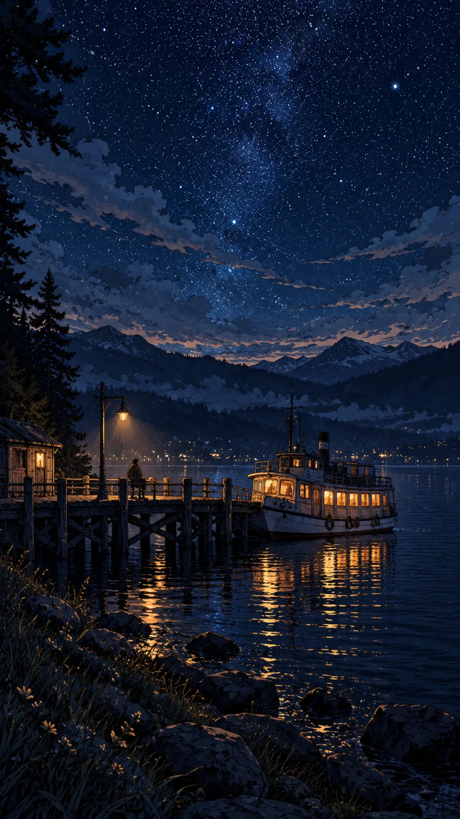 Starlit Lake Dock