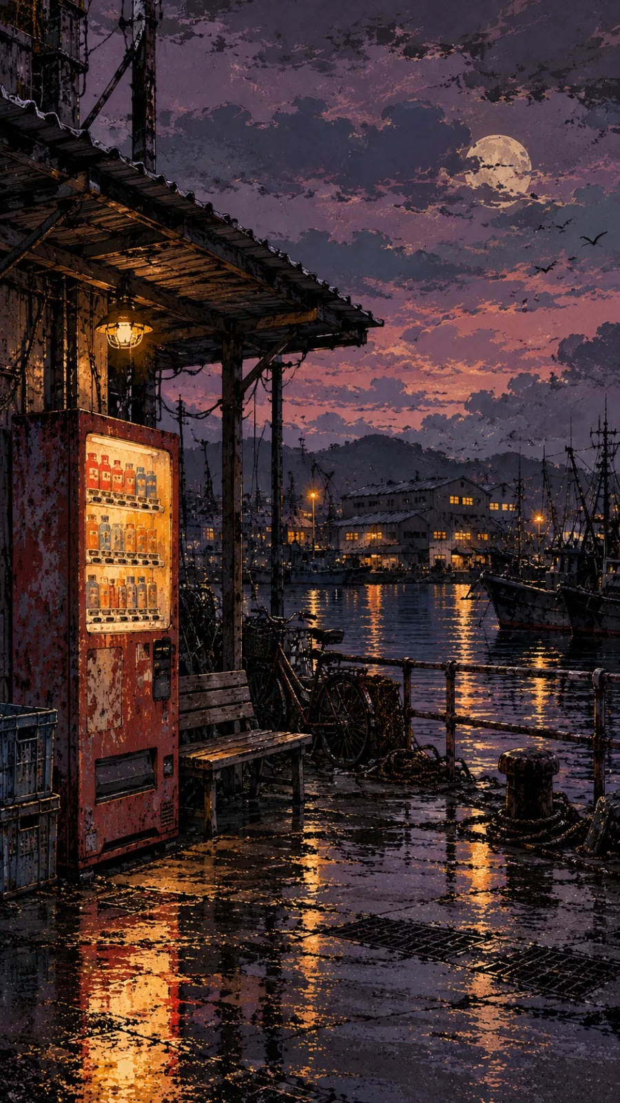 Moonlit Harbor Vending Machine