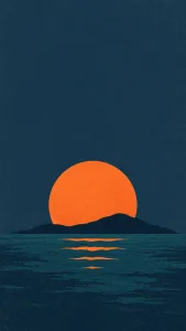 Orange Sun Over Dark Water