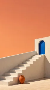 Sunlit Staircase and Blue Archway