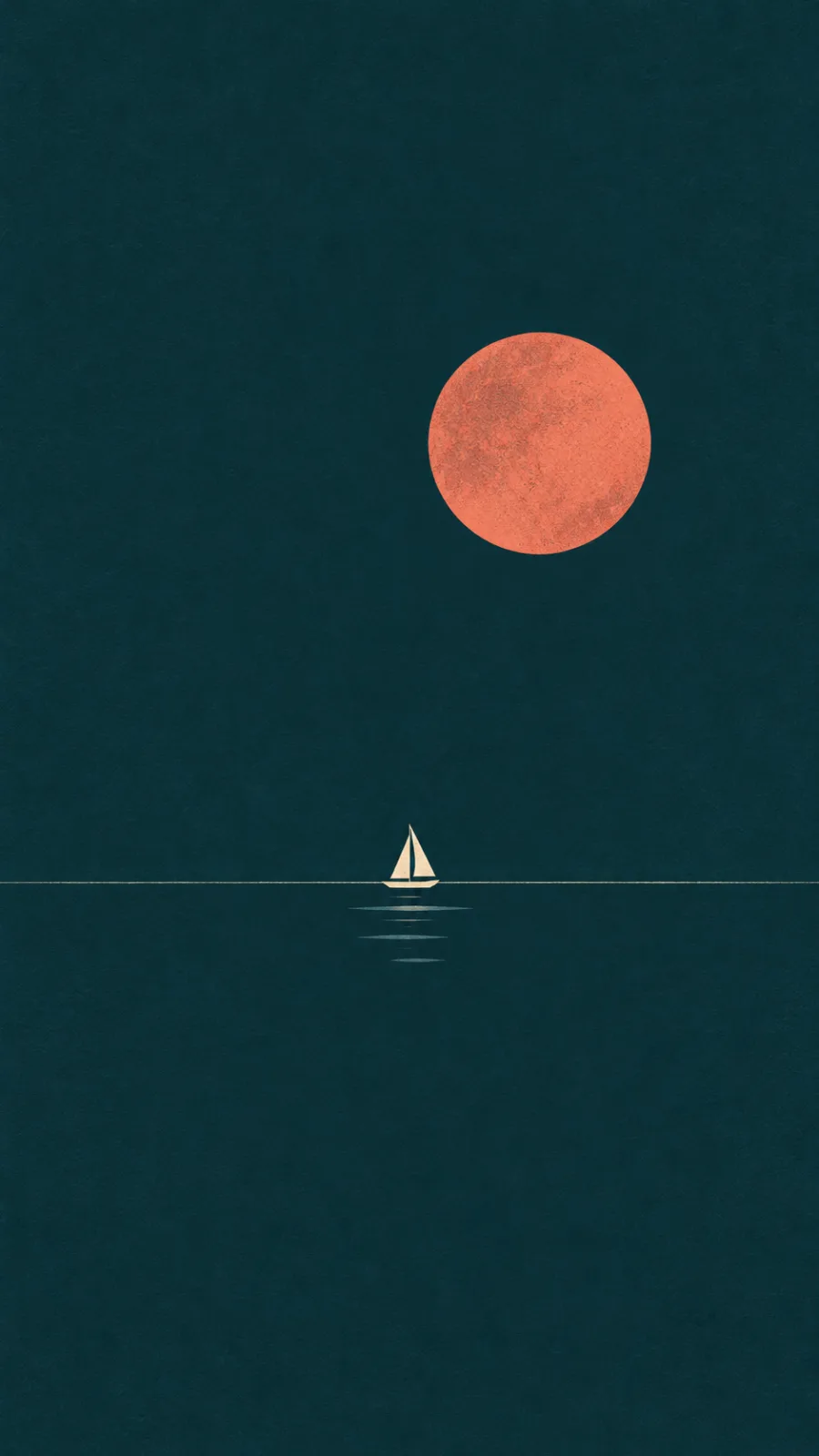Sailboat Beneath a Coral Sun