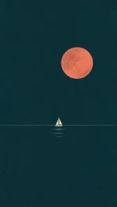 Sailboat Beneath a Coral Sun