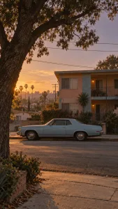 Vintage Car at Sunset