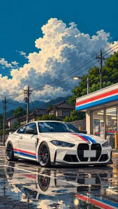 BMW M4 Beneath Towering Clouds