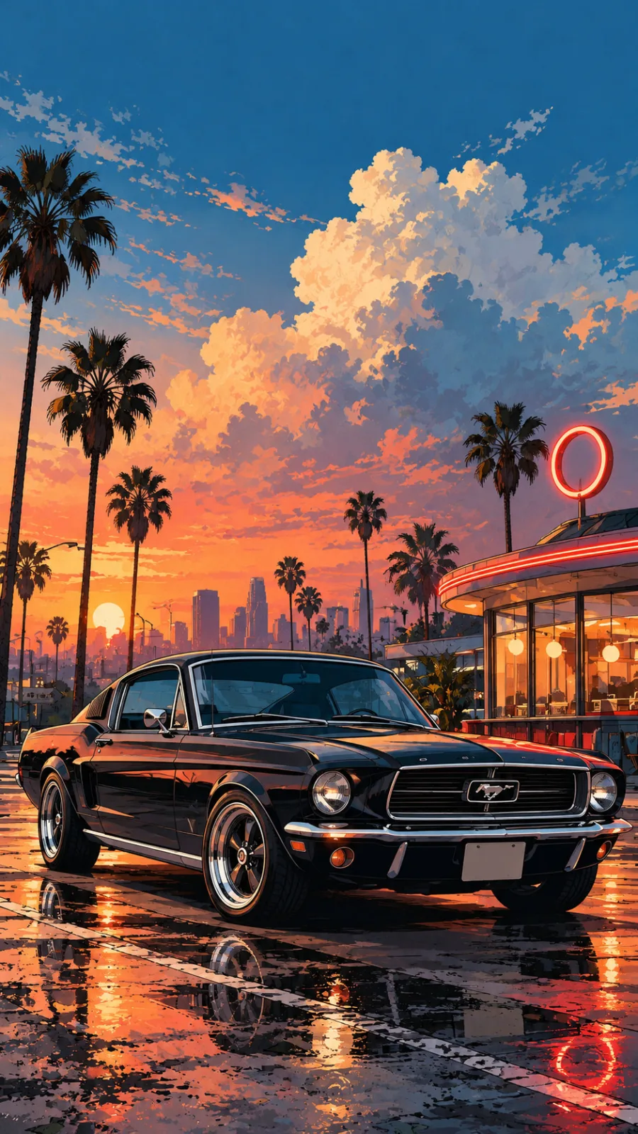 Classic Mustang at Sunset