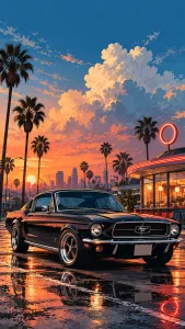 Classic Mustang at Sunset