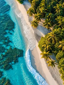 Aerial View of a Tropical Palm Beach