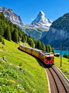 Red Train Beneath the Matterhorn