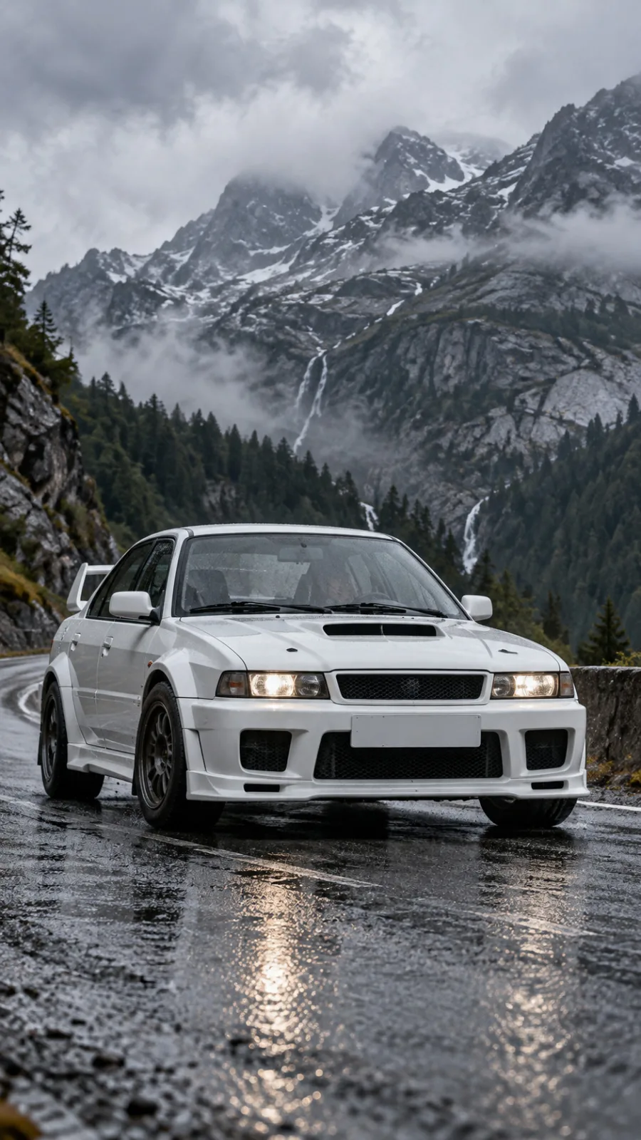 White Rally Sedan