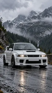 White Rally Sedan