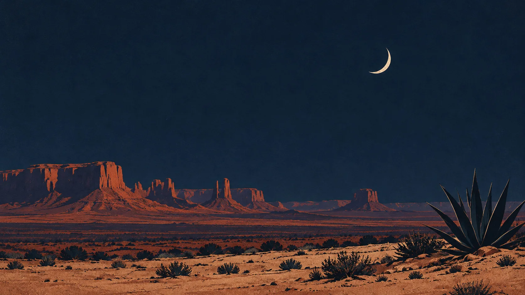 Crescent Moon Over the Desert