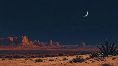 Crescent Moon Over the Desert