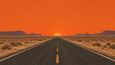 Desert Highway at Sunset