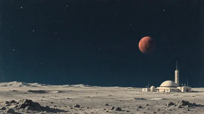 Lunar Base Under a Red Moon