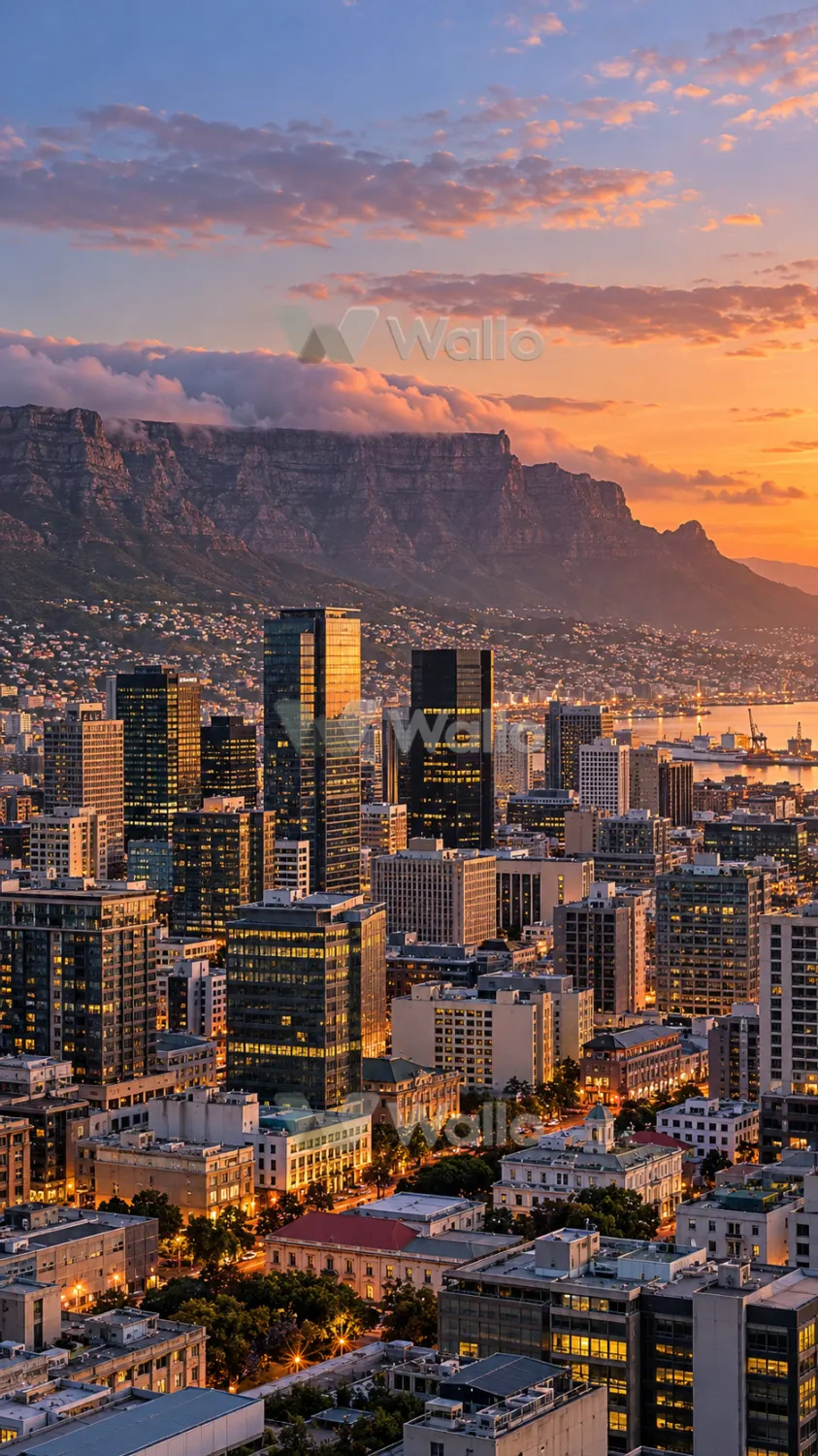 Cape Town at Dusk Beneath Table Mountain