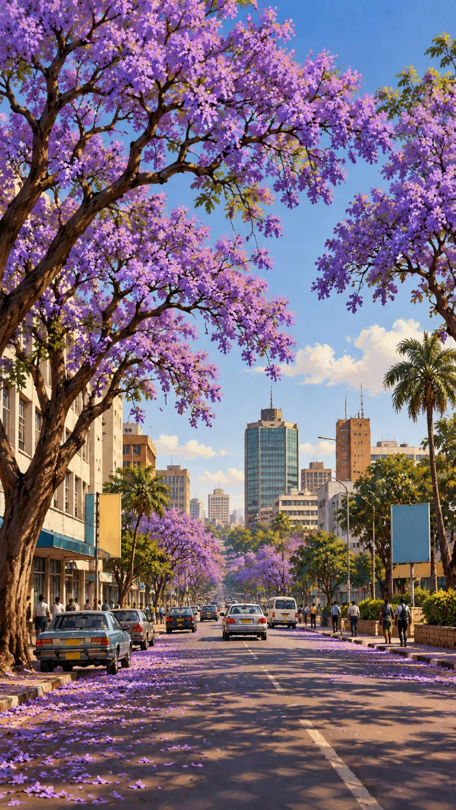 Jacaranda Avenue in Harare