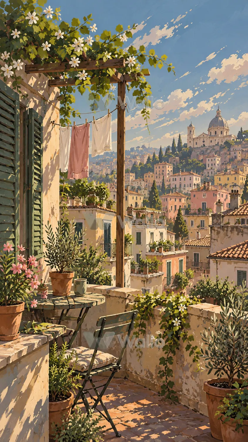 Mediterranean Rooftop Garden Morning