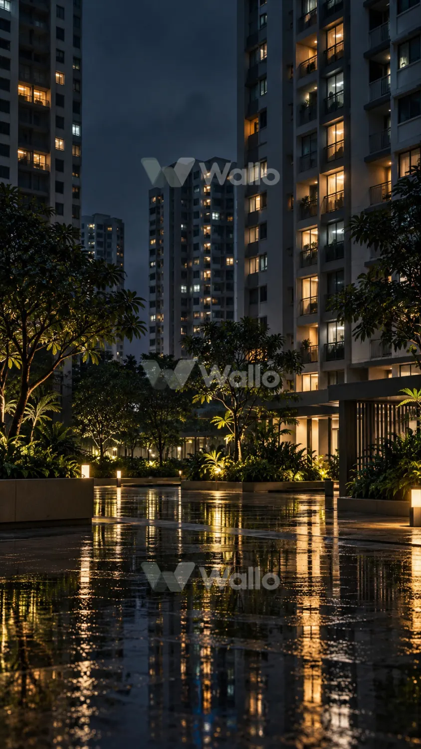 Midnight Singapore Courtyard Reflections