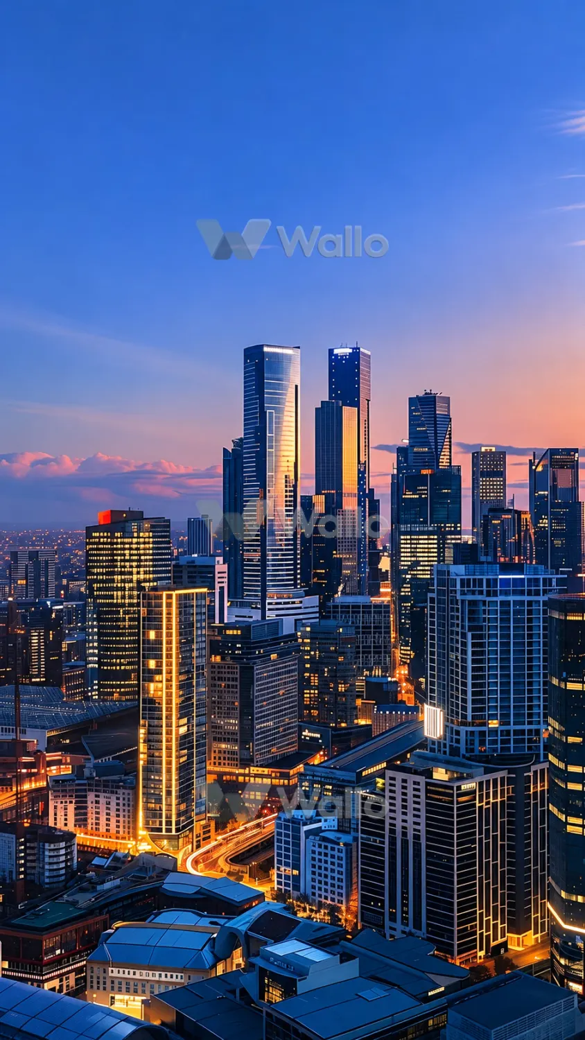 Painterly City Skyline in Textured Light