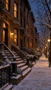 Snowy Brooklyn Brownstone Street