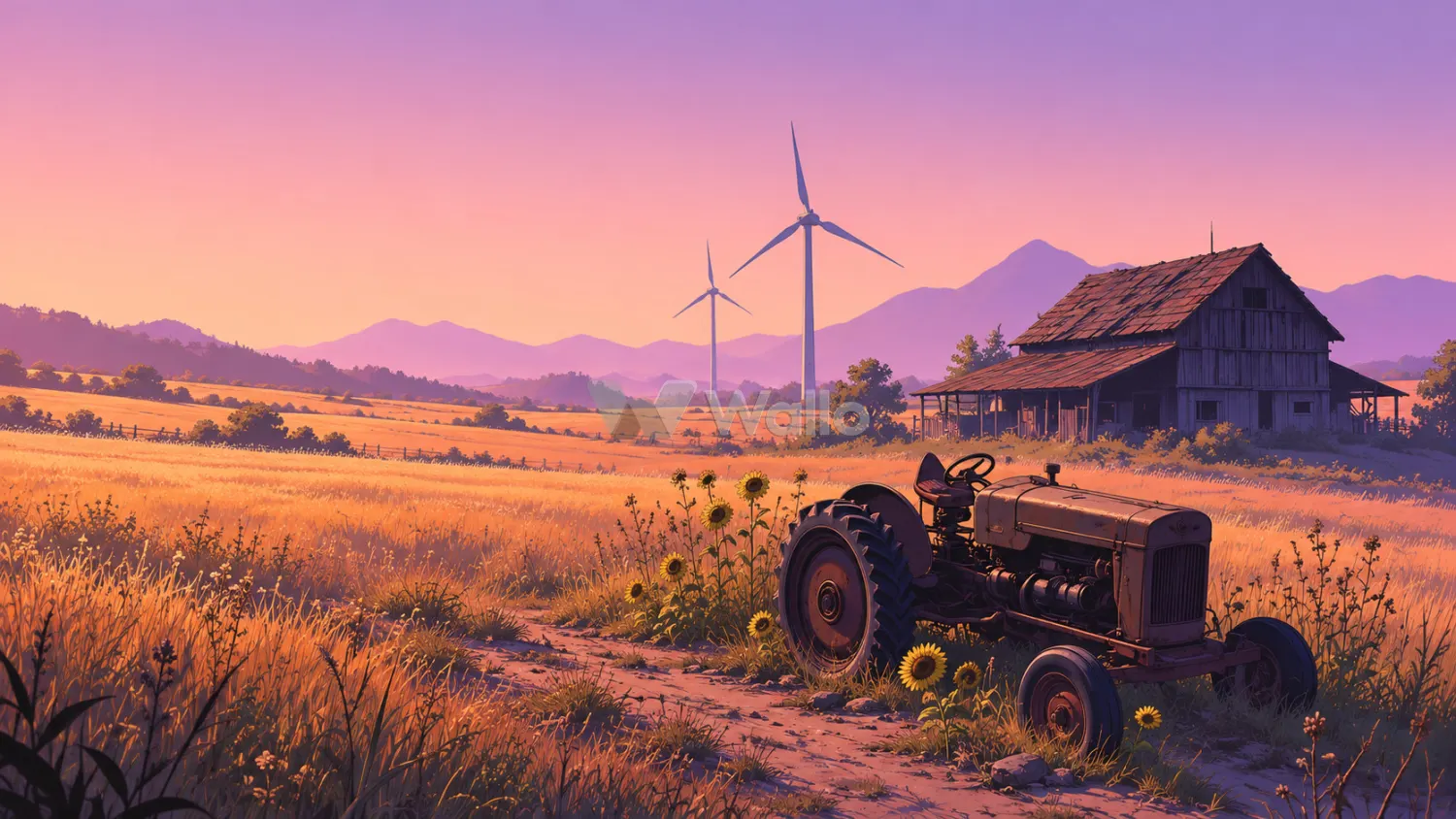 Forgotten Tractor at Dusk