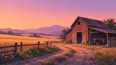 Sunset Road to the Red Barn