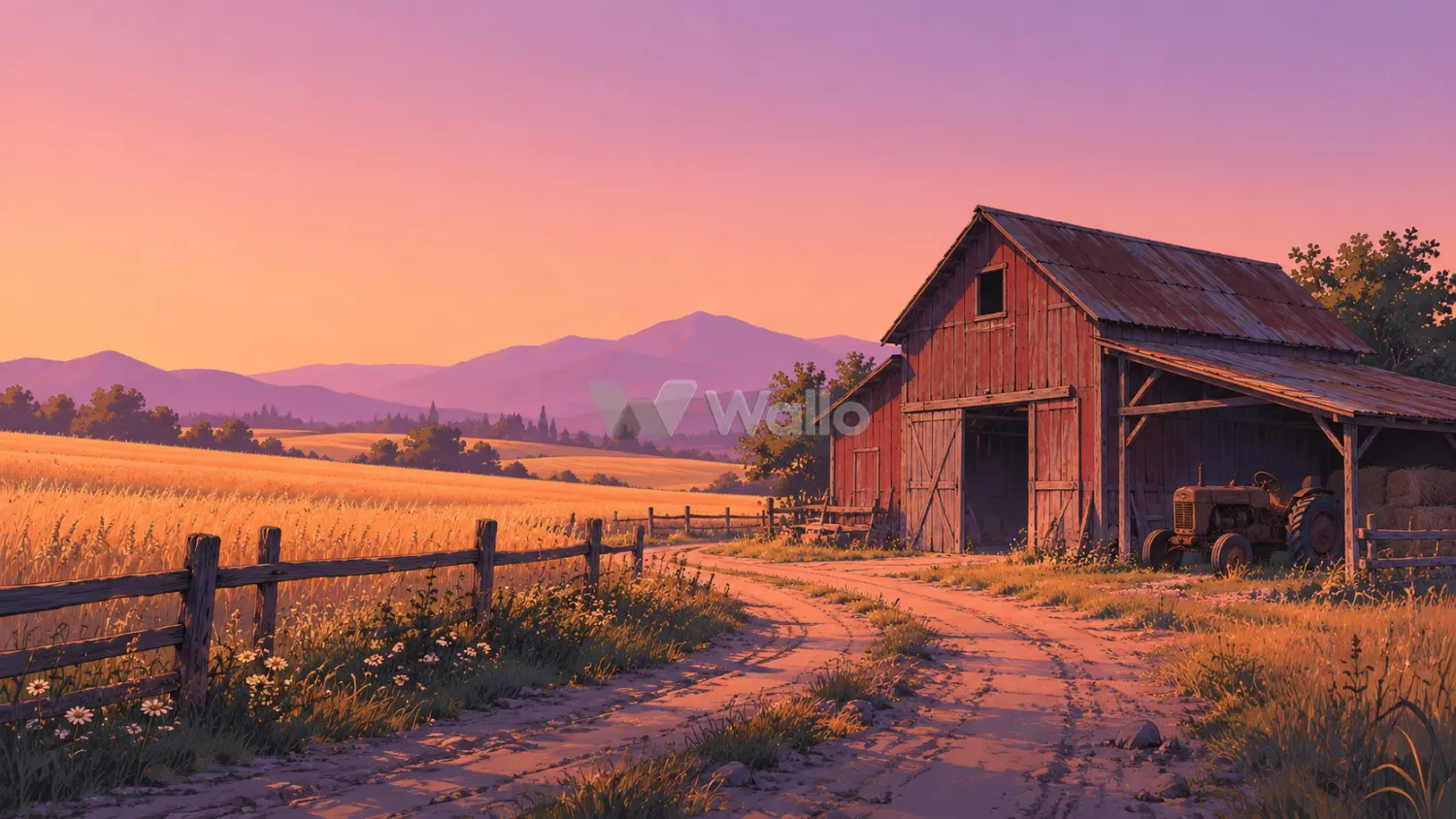 Sunset Road to the Red Barn