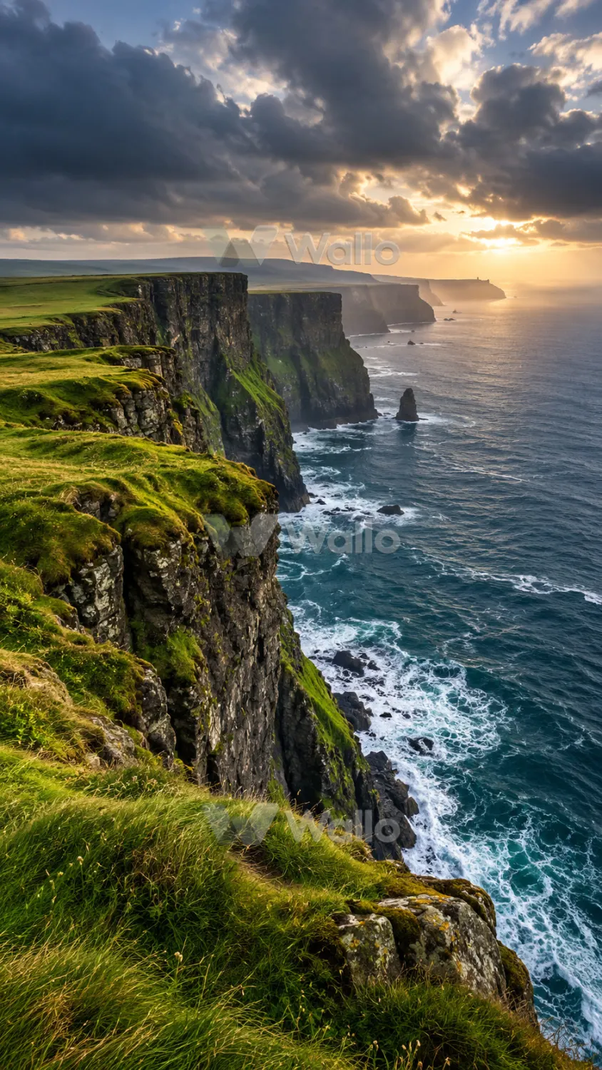 Cliffs Beneath a Breaking Sky