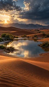 Stormlight Over Reflective Desert Dunes