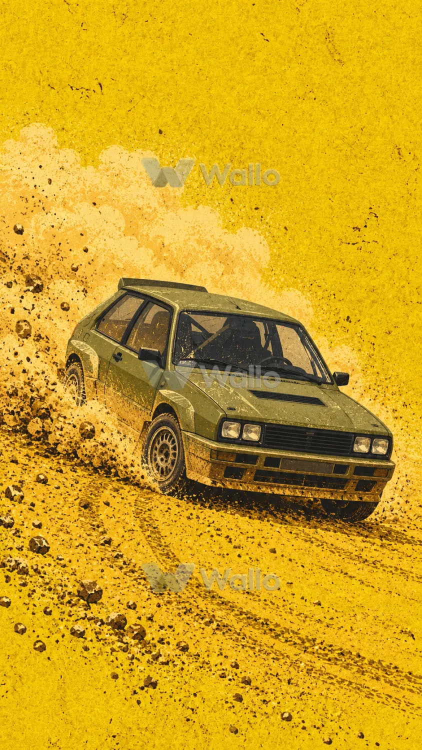 Olive Rally Hatchback Carving Gravel