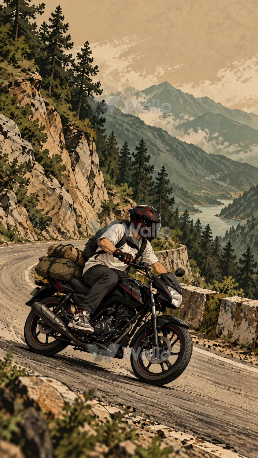 Red Courier Motorcycle on Mountain Bend