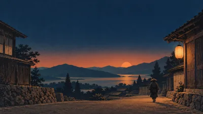 Twilight Ronin on a Quiet Village Lane