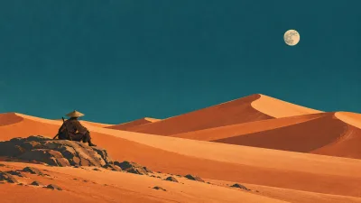 Desert Ronin Under the Ivory Moon