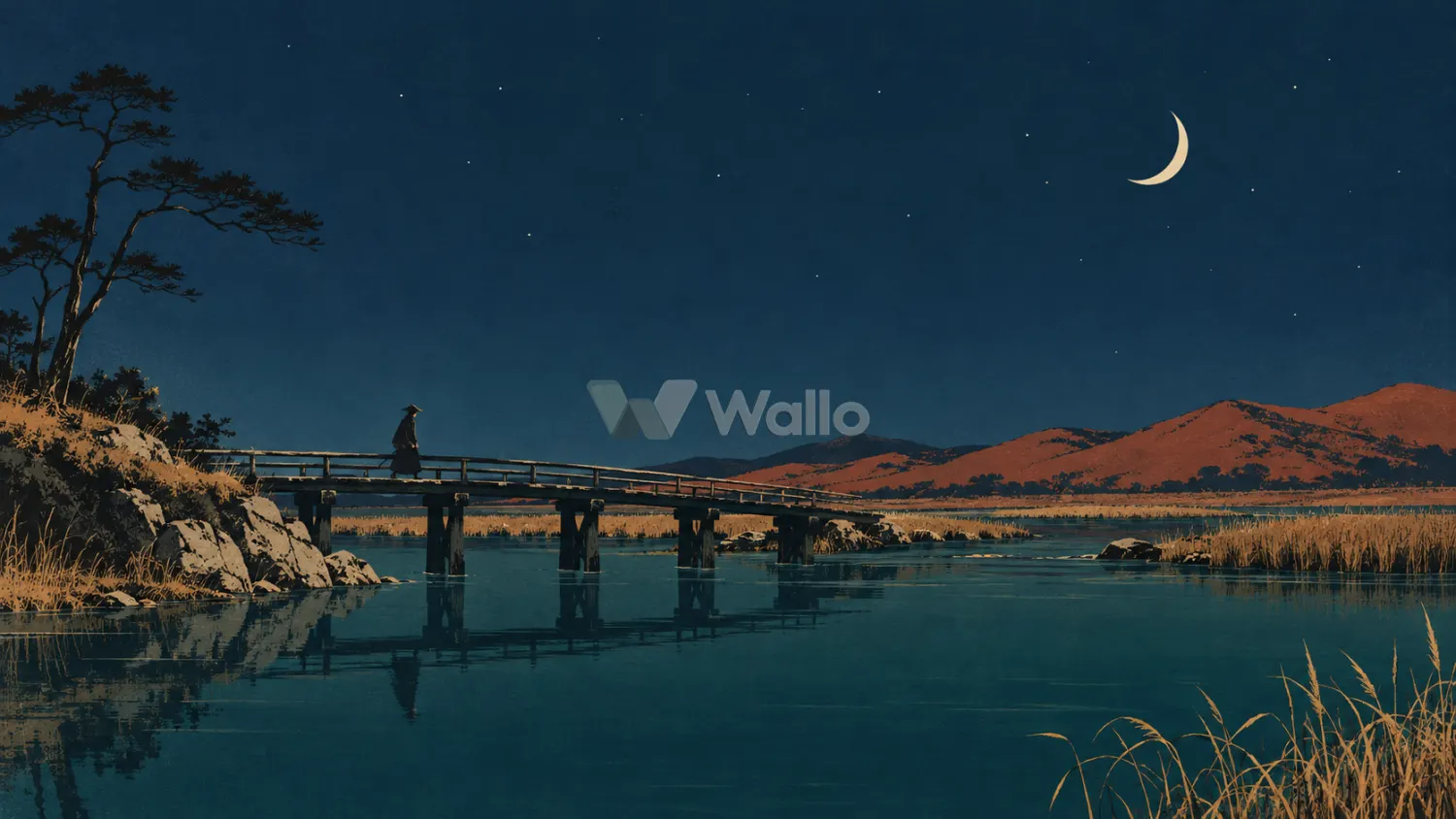 Lone Ronin on a Midnight Bridge