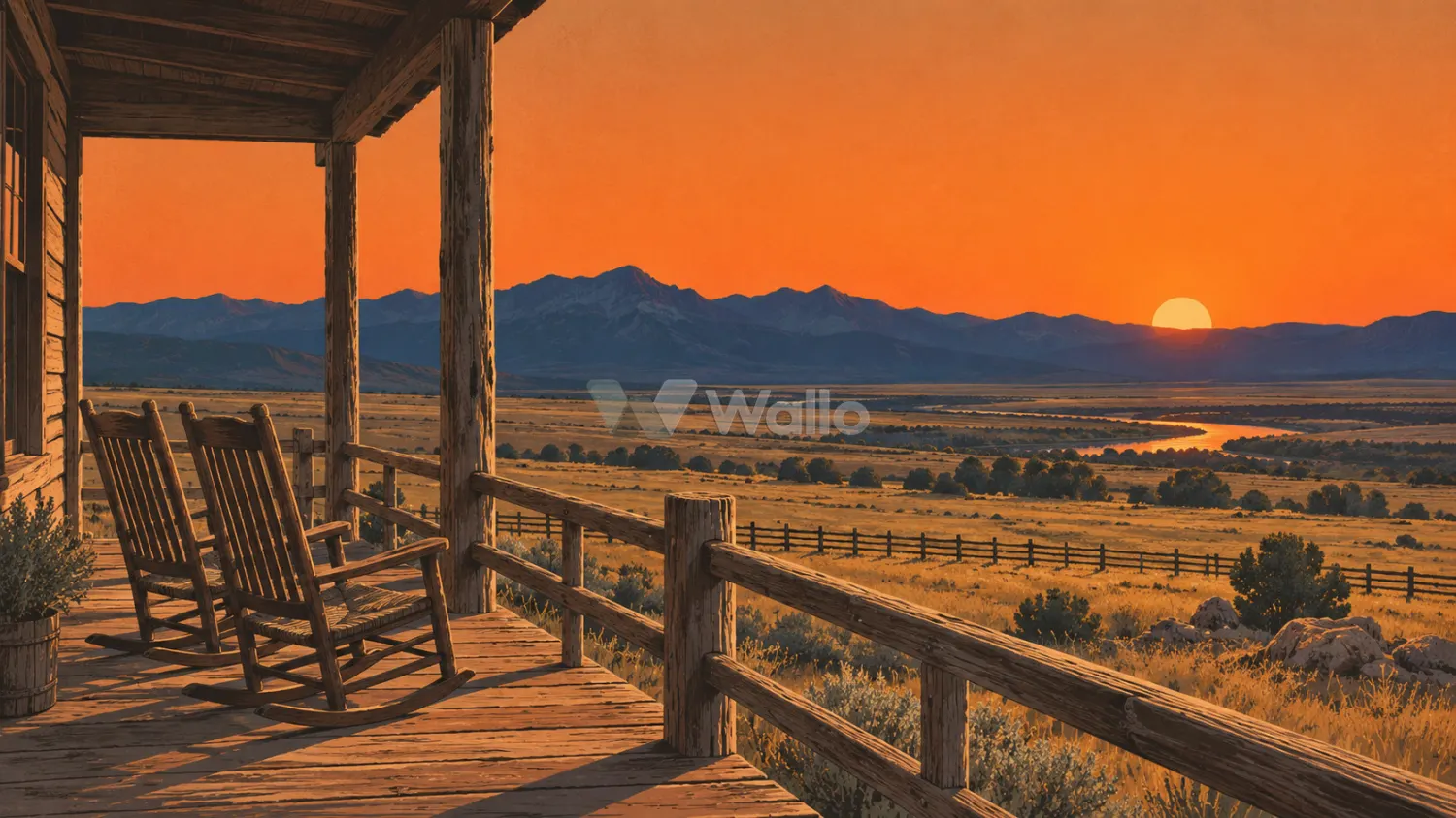Rocking Chairs at Prairie Sunset