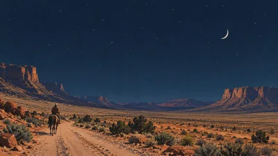 Lone Cowboy Beneath a Crescent 3